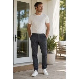 Michael Bastian Mens Slim Fit Tech Chino Pants Dark Gray Size 30 Elastic Waist